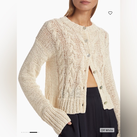 NWT Vince Open-Stitch Cable-Knit Cardigan Sz M Off White $465 - Picture 2 of 7